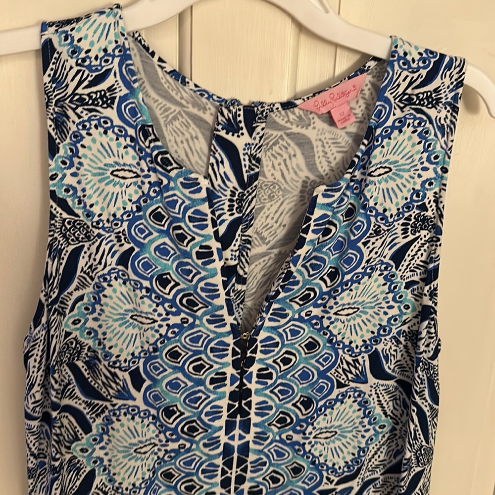 Adorable Lily Pulitzer blue and white sleeveless shift, size 12 popover shift